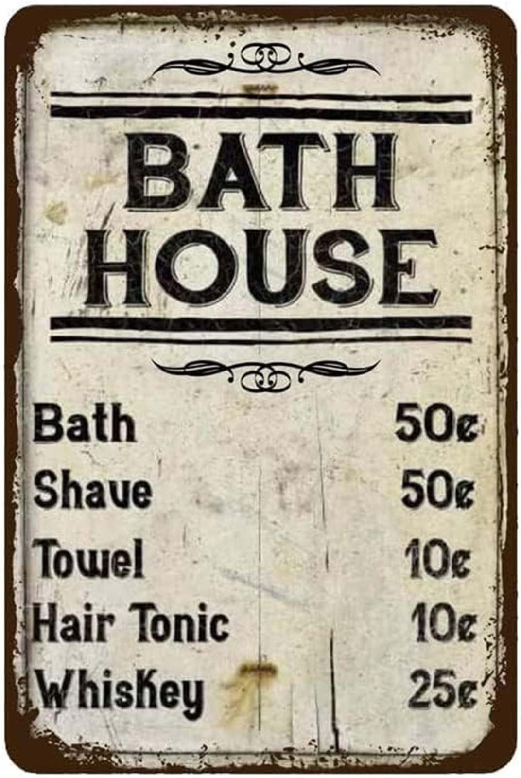 ICYJRFHLTF Rustic Bath House Instructions Tin Sign Humorous Metal Plaque for Farmhouse Bathroom Bath Half Bath Powder Room Decor 8 X 12 inch