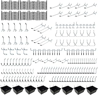 Dobures 258PCS Pegboard Hooks, Pegboard Accessories Organizer Kit, Pegboard Set for Tools,1/8 and 1/4 inch Pegboard Hooks Assortment, Peg Board Hooks, Peg Board Bins, Peg Locks