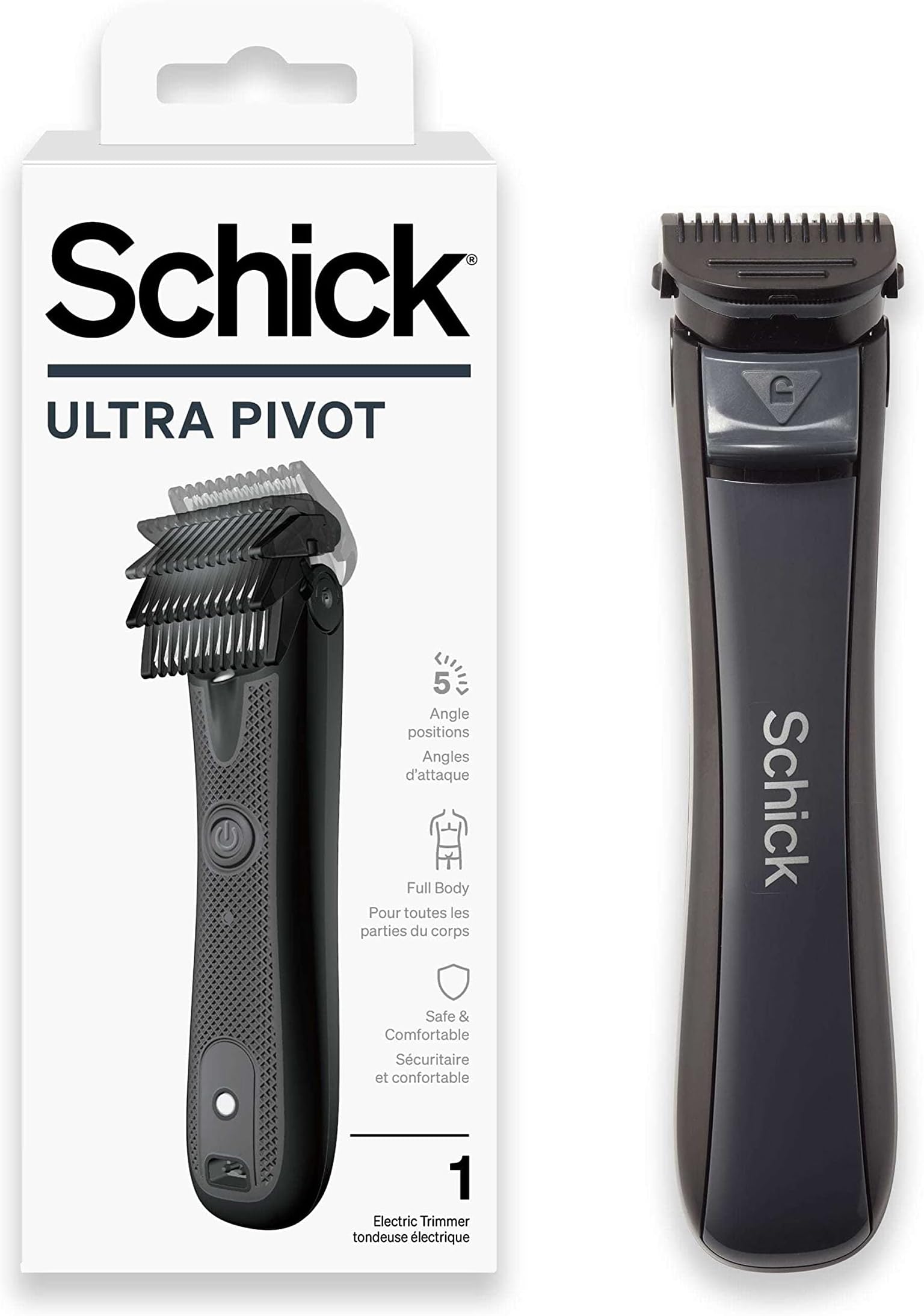 Schick Ultra Pivot Body Trimmer for Men | Manscaping Electric Shaver, Pubic Hair Trimmer, Body Groomer