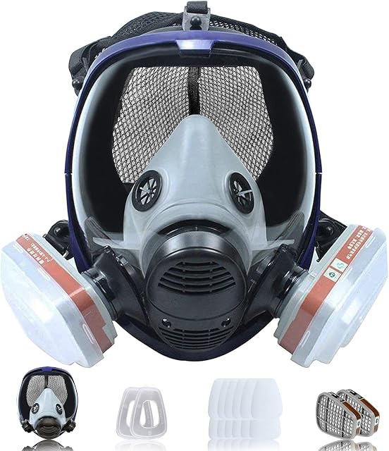 18 in 1 Full Face Respirator,Respirator Mask With Filters Dust,Gas Masks,Protective Respirators For Chemical, Manufacturing, Petroleum, Mining, Paint, Dust,Construction Industries