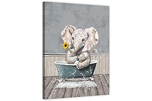 Elegant Rustic Elephant Painting Wall Decor for Bathroom: A Serene Retreat for Elephant Lovers