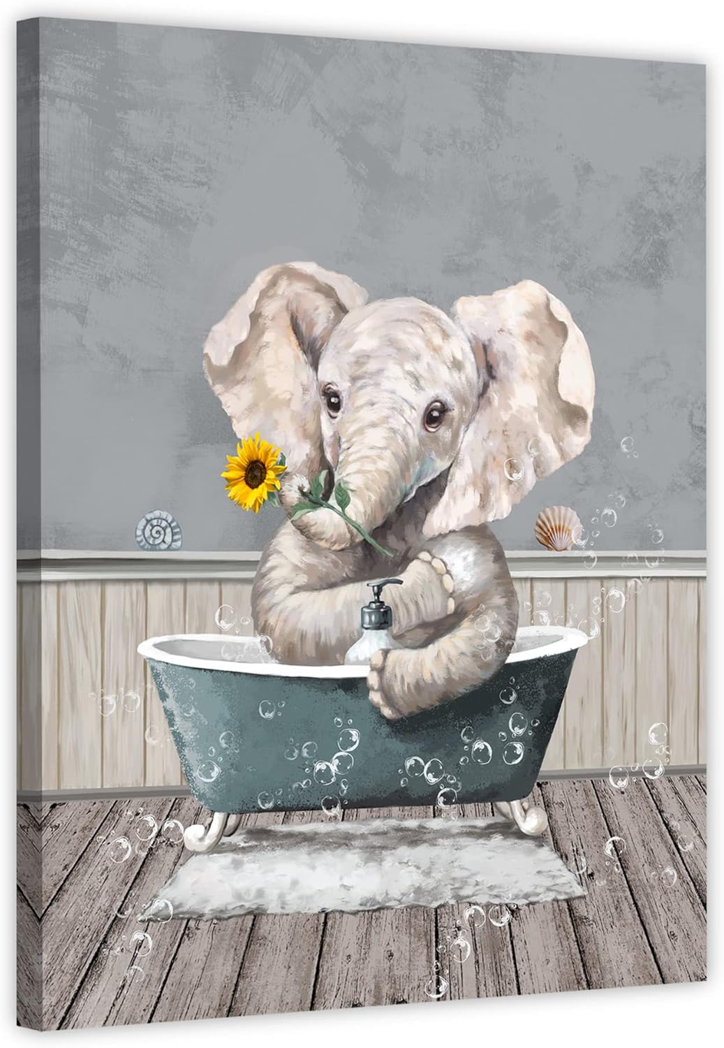 Funny Sunflower Elephant Bathroom Decor, Cute Elephant in