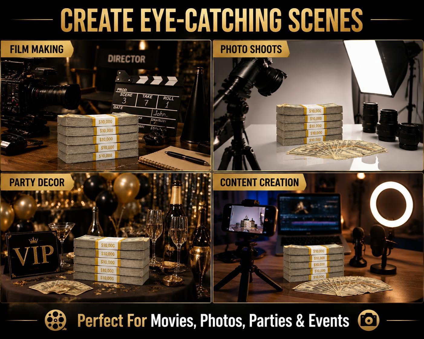 500Pcs Movie Props Player Props Set,for Film Making, Music Videos, Photography, Party Decorations Photo Booth Props