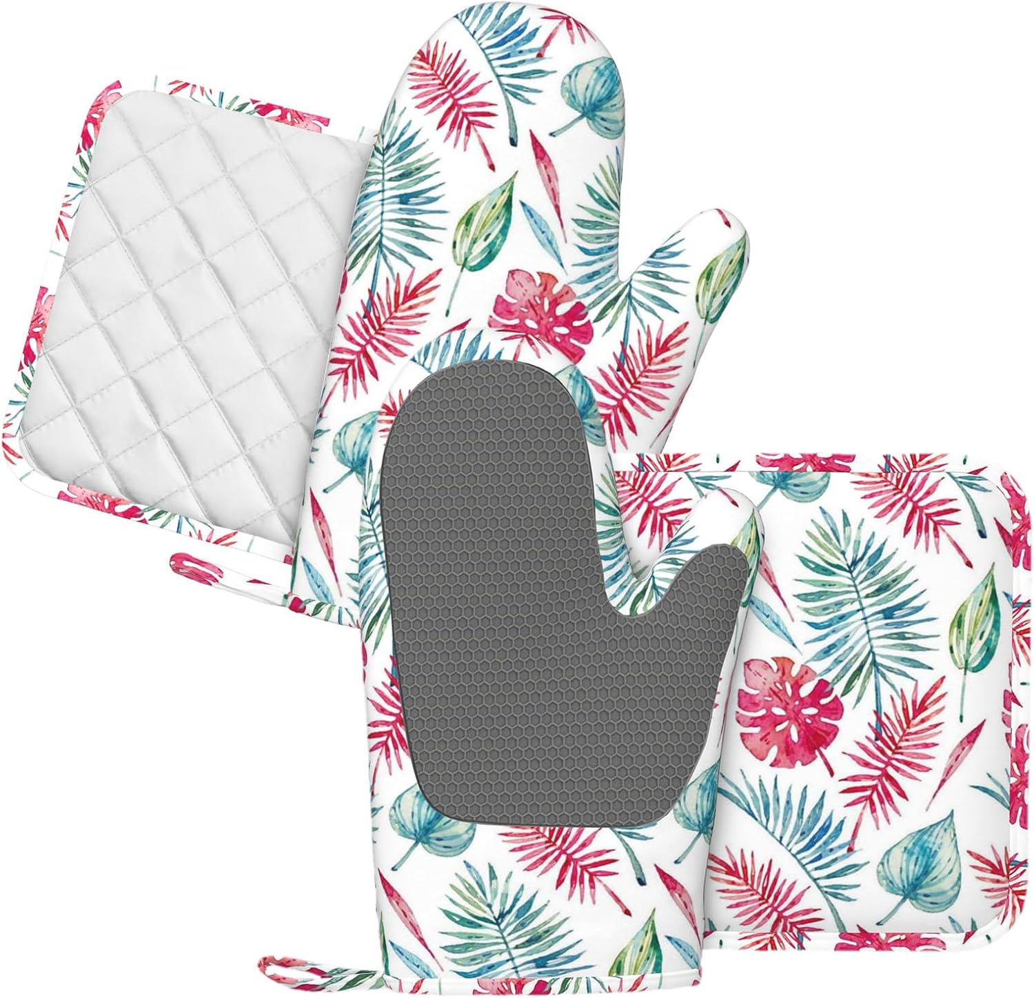 Summer Tropical Palm Leaves Oven Mitts and Pan Racks 4-Piece Set image 2