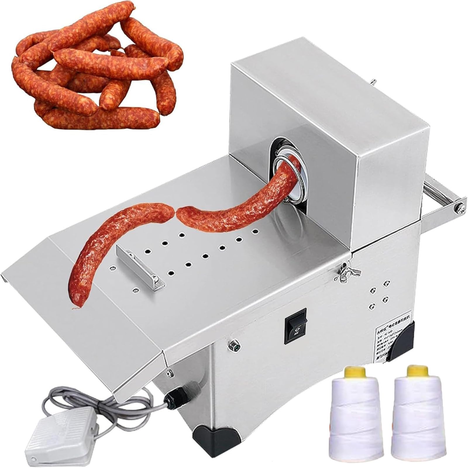XNZJHPP Electric Sausage Tying Machine - Automatic Commercial Sausage Knotter with Foot Switch, Two Modes, Max Diameter 50mm, Ideals for Supermarkets & Butcher Shops