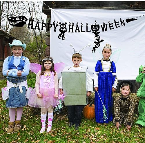 Miniatura 5 de GOER Cartel de dinosaurio de feliz Halloween, 70 pulgadas con tema jurásico para decoración de fiestas de Halloween
