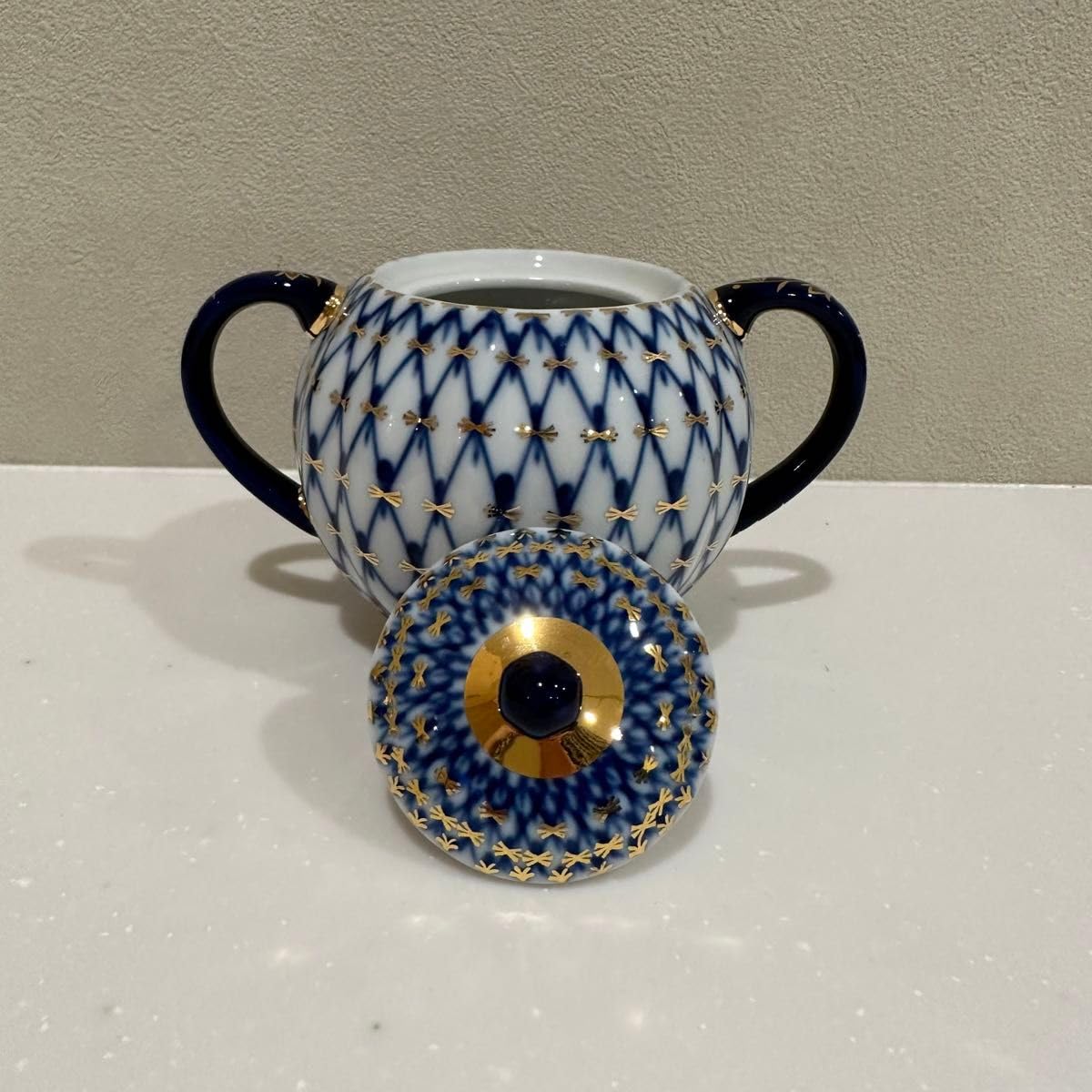 Amazon.co.jp: シュガーポット インペリアルポーセリン コバルトネット  