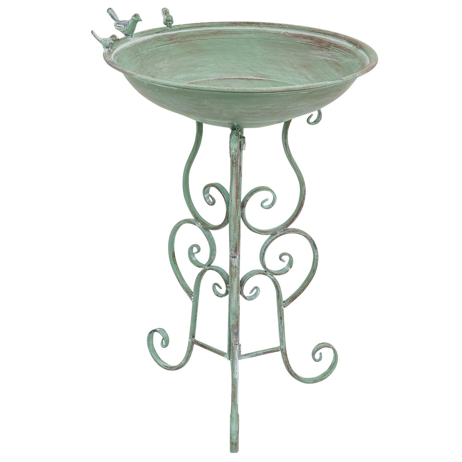 aubaho Vogeltränke Vogelbad Vogelbecken Garten Vogel Tränke Metall Antik-Stil grün 76cm Futterplatz