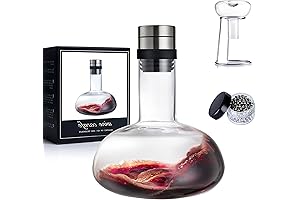 YouYah Crystal Glass Wine Decanter Hand-Blown with Aerator Lid