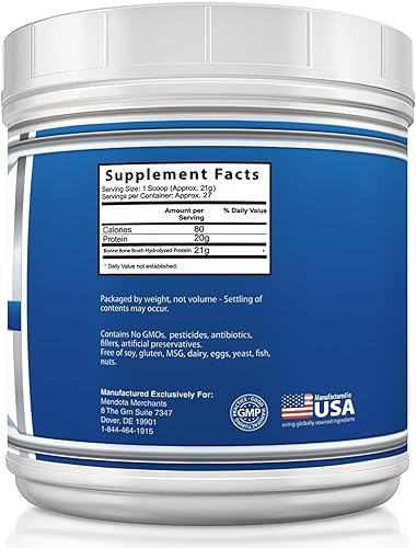 Miniatura 6 de Polvo de proteína de res de caldo de hueso - 1.25 libras / 20 onzas, sin sabor - Fabricado en Estados Unidos - Alto colágeno y gelatina de bovino