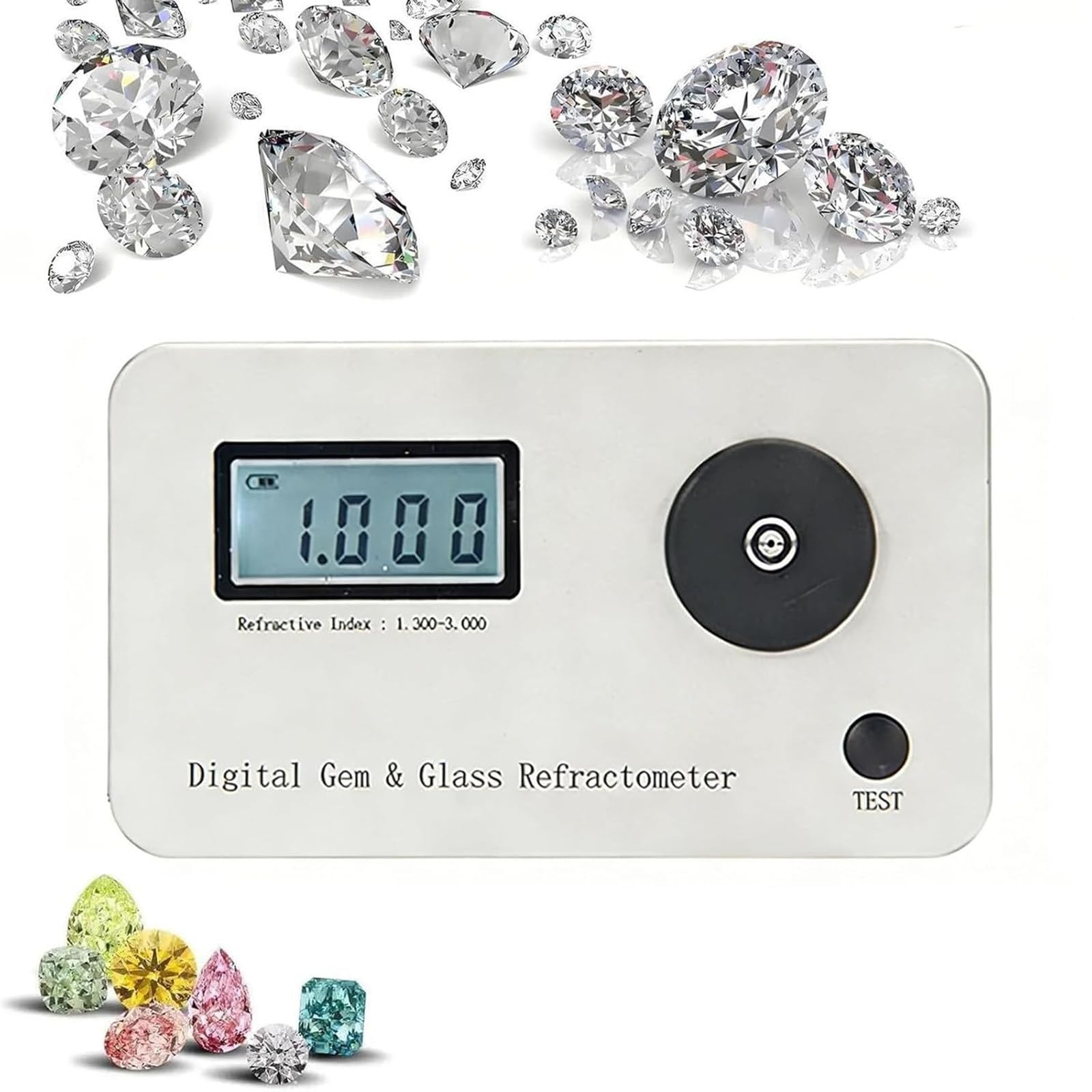 Refractómetro digital para pruebas de joyería, refractómetro de piedras preciosas de precisión, refractómetro digital de piedras preciosas, apagado automático después de 1 minuto, batería de 700 mAh