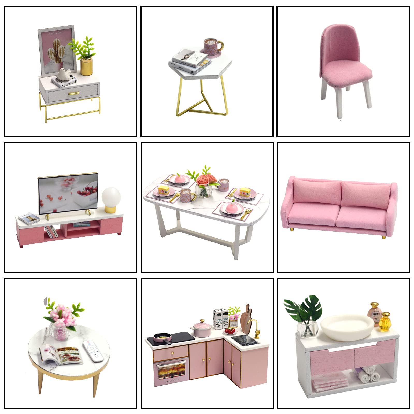 Cuteroom lemogo Wooden Dollhouse - Muebles DIY Assembling House Miniature Crafts Toys - Handmade Minimalist Apartment - for Children and Teens