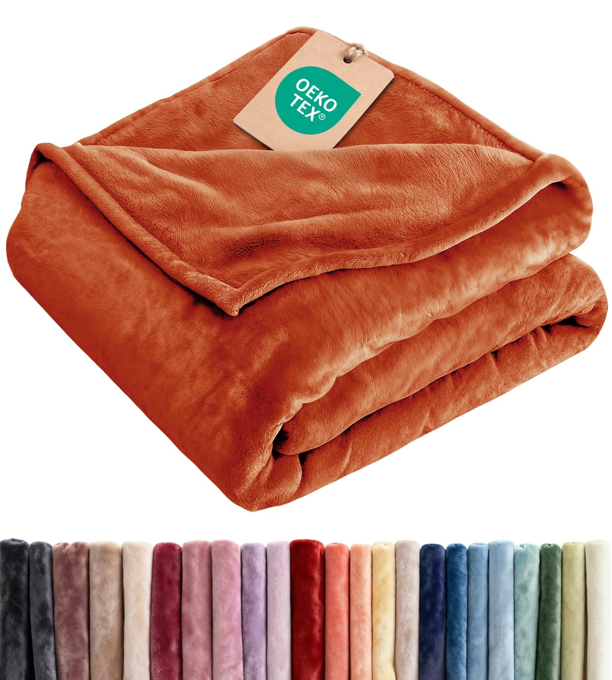 Photo 1 of ***Not burnt orange, bright orange*** Ultra Soft Fleece Blanket Queen Size - Flannel Fleece Luxury Queen Blanket - Lightweight for Couch Bed Chair - Thick, Warm & Breathable - All Season Cozy Anti-Static Microplush Bedding, Burnt Orange