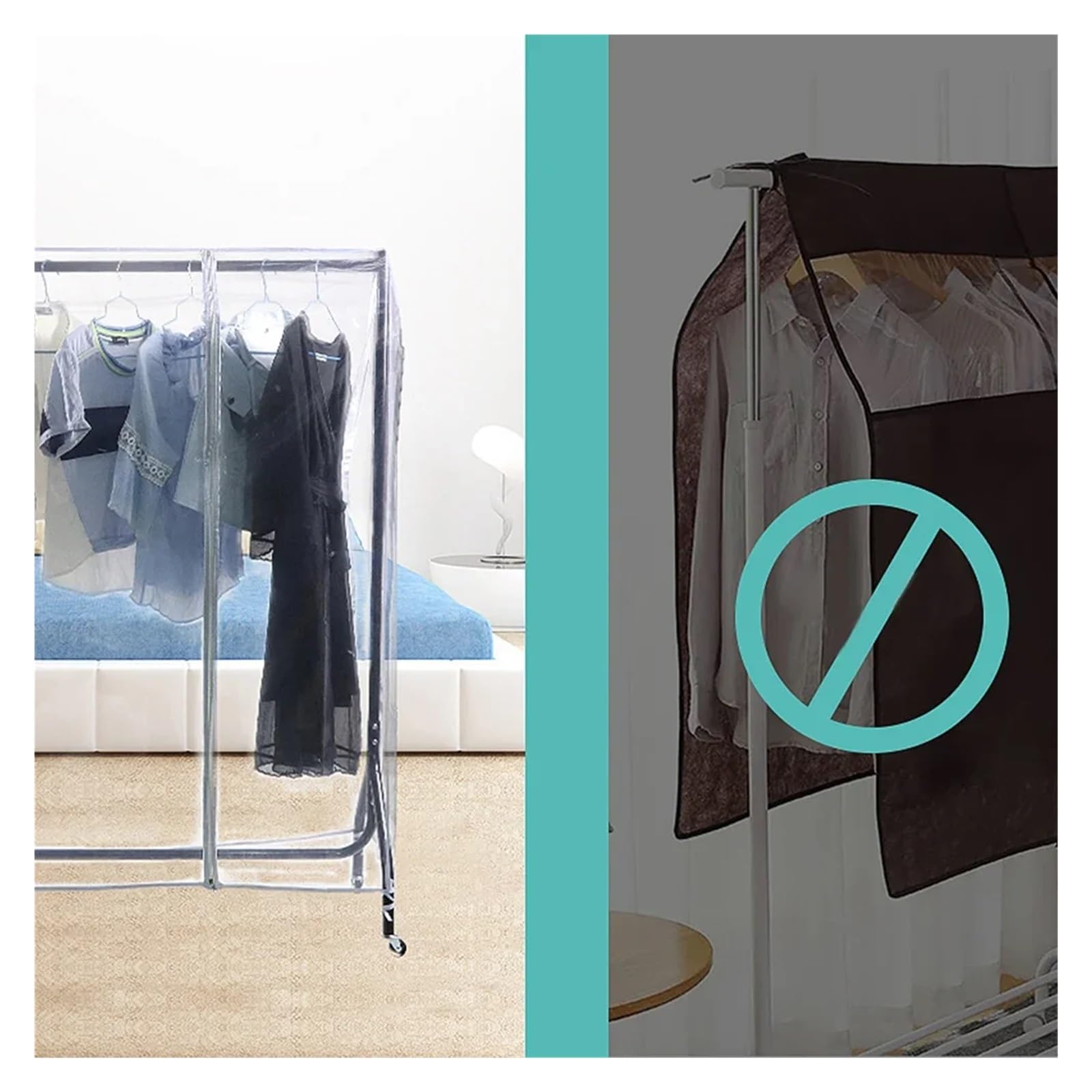 fundas para ropa Clear Waterproof Dustproof Zip Clothes Cover Clothing Rack Hanging Garment Suit Coat Storage Display Protector Bag(White 3)