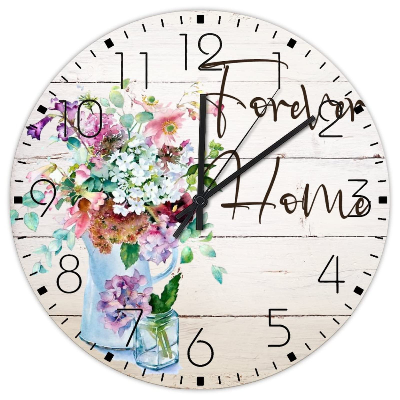 Horloges murales en bois de 38 cm vintage Forever Home ronde