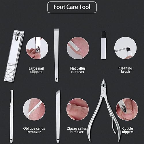 Miniatura 5 de Juego de manicura cortaúñas y pedicura, kit de manicura de acero inoxidable, kit de manicura profesional, herramientas de cuidado de uñas con