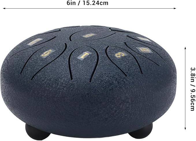 Tambor de lengua 6 pulgadas 11 tonos azul miniatura 3
