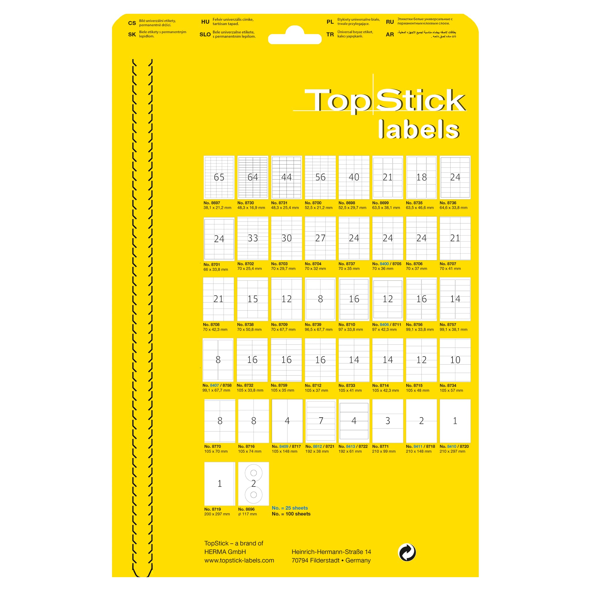 TopStick Etichette autoadesive per dorso, 7 etichette per foglio A4, 800 fogli, 192 x 38 mm, 5600 etichette, etichette adesive vuote per cartelle a leva, per stampanti laser e inkjet, bianco