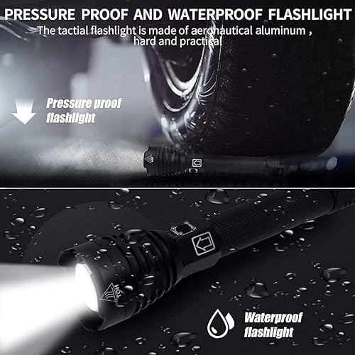 Miniatura 5 de Xhp90.2 - Linterna de mano súper brillante recargable de 250000 lúmenes, 3 modos, impermeable, linterna táctica de luz, para campamento de emergencia