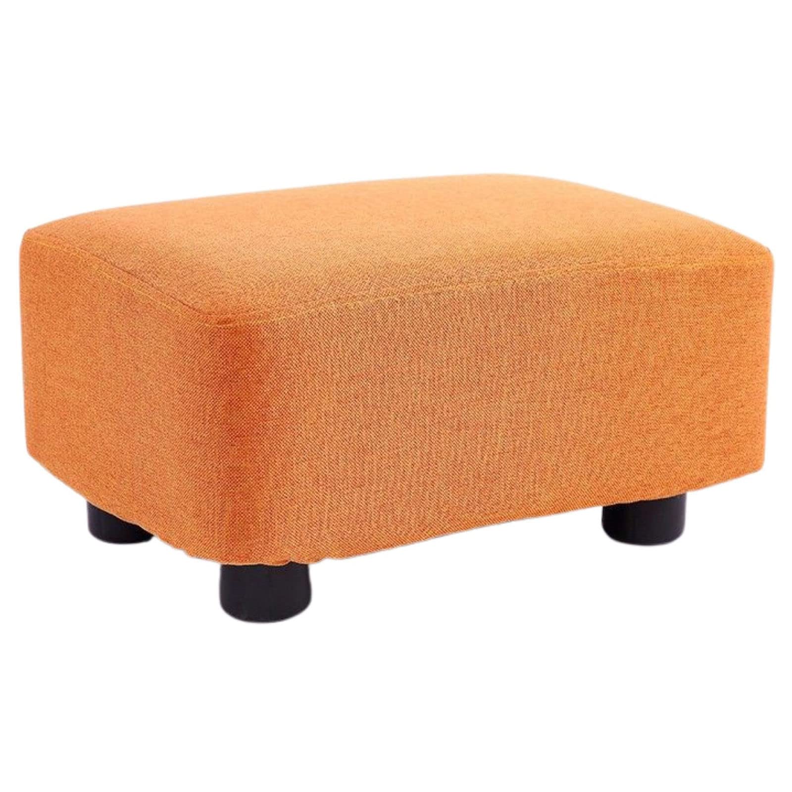 Pouf en coton et lin marron foncé 15 pouces avec housse de tabouret lavable