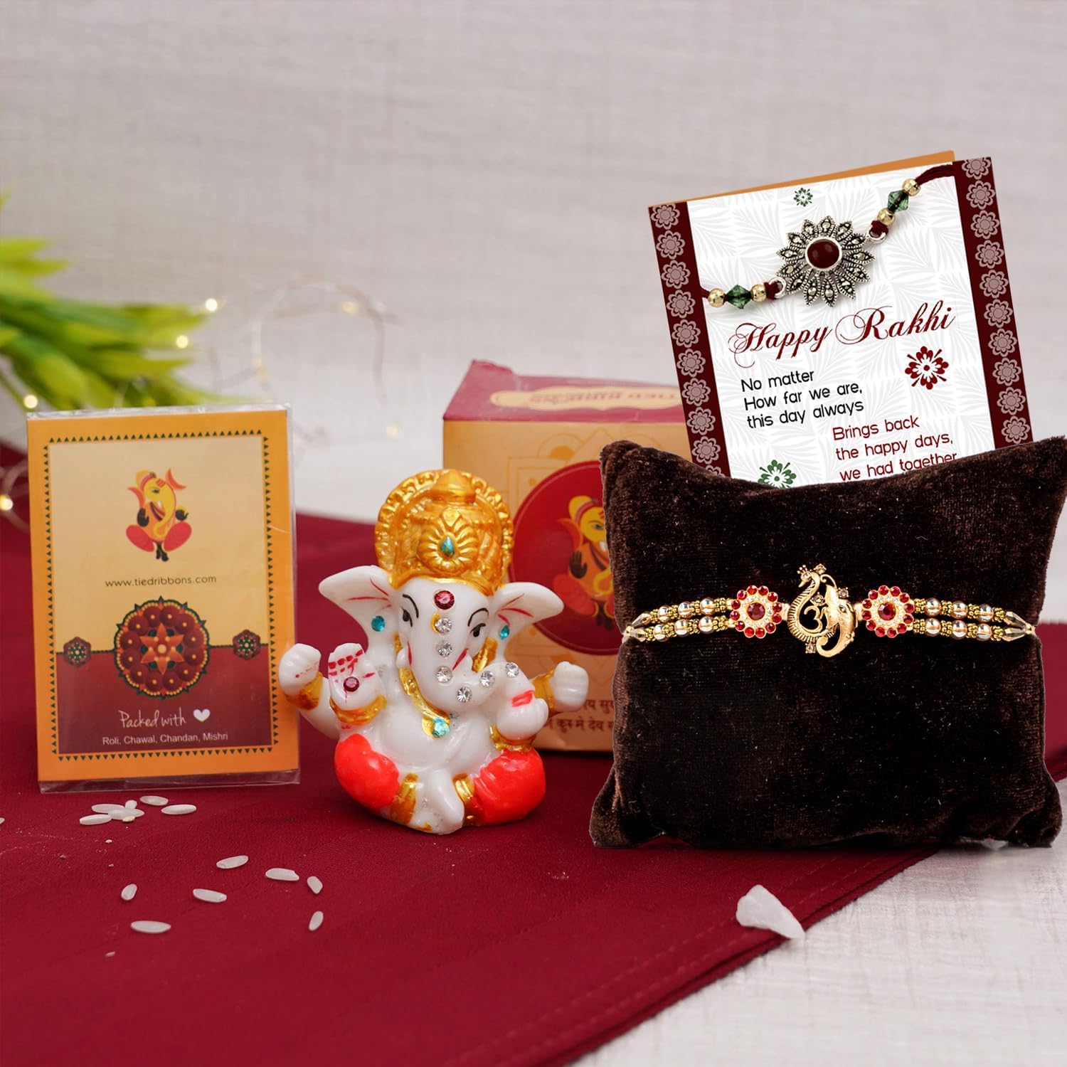 TIED RIBBONS Rakhi For Brother With Gift - Premium Rakhi With Mini Idol Statue Mini Greeting Card- Rakhi Gift For Brother, Men (B098XP4BL6) Amazon Price History, Amazon Price Tracker