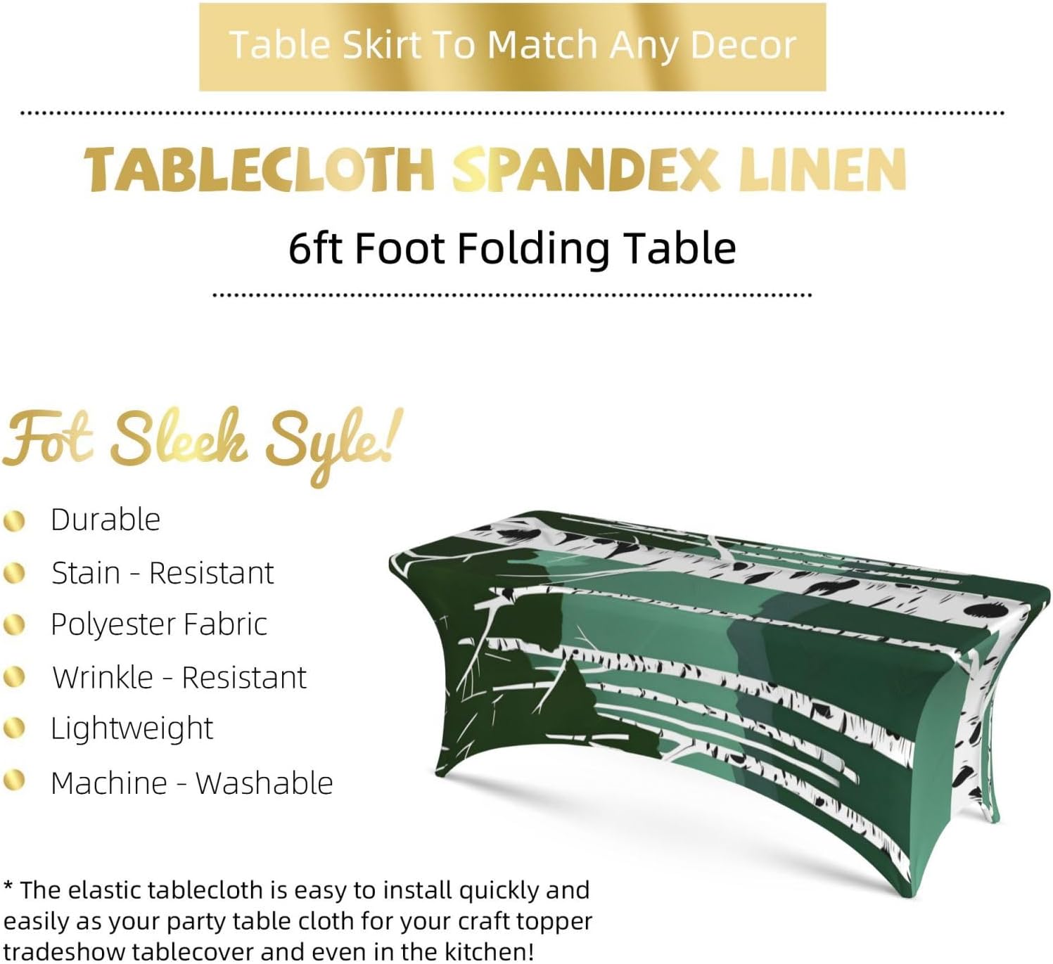 Birch Trees Print Table Cover Rectangular Tablecloth for 6-Foot Tables for Wedding Banquets Outdoor