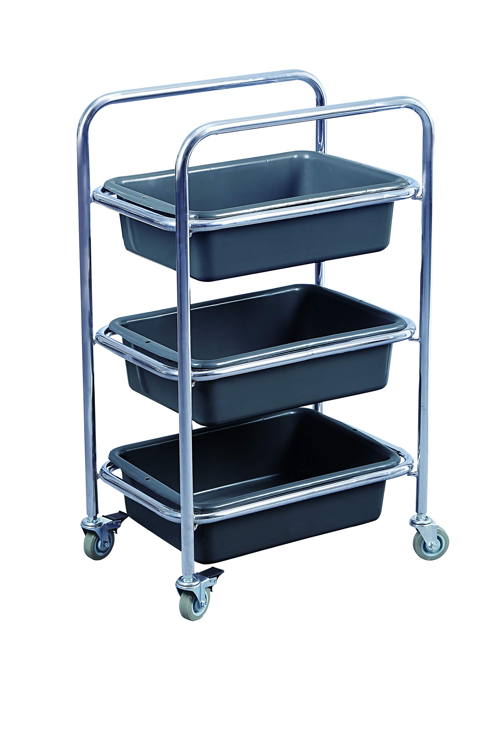 chiner Carro de Servicio Metálico 3 Bandejas | Polipropileno extraíble, 4 ruedas giratorias, 2 con freno, 60 x 39 x 99 cm, multiusos