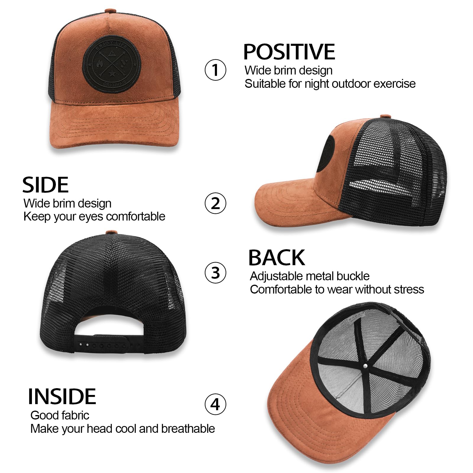 Tiakay Casquette de Baseball Trucker Unisexe Anti-UV - Ajustable avec Boucle en Metal, Maille Brodée pour Sport, Voyages et Outdoor d'Été | Streetwear Premium - 4