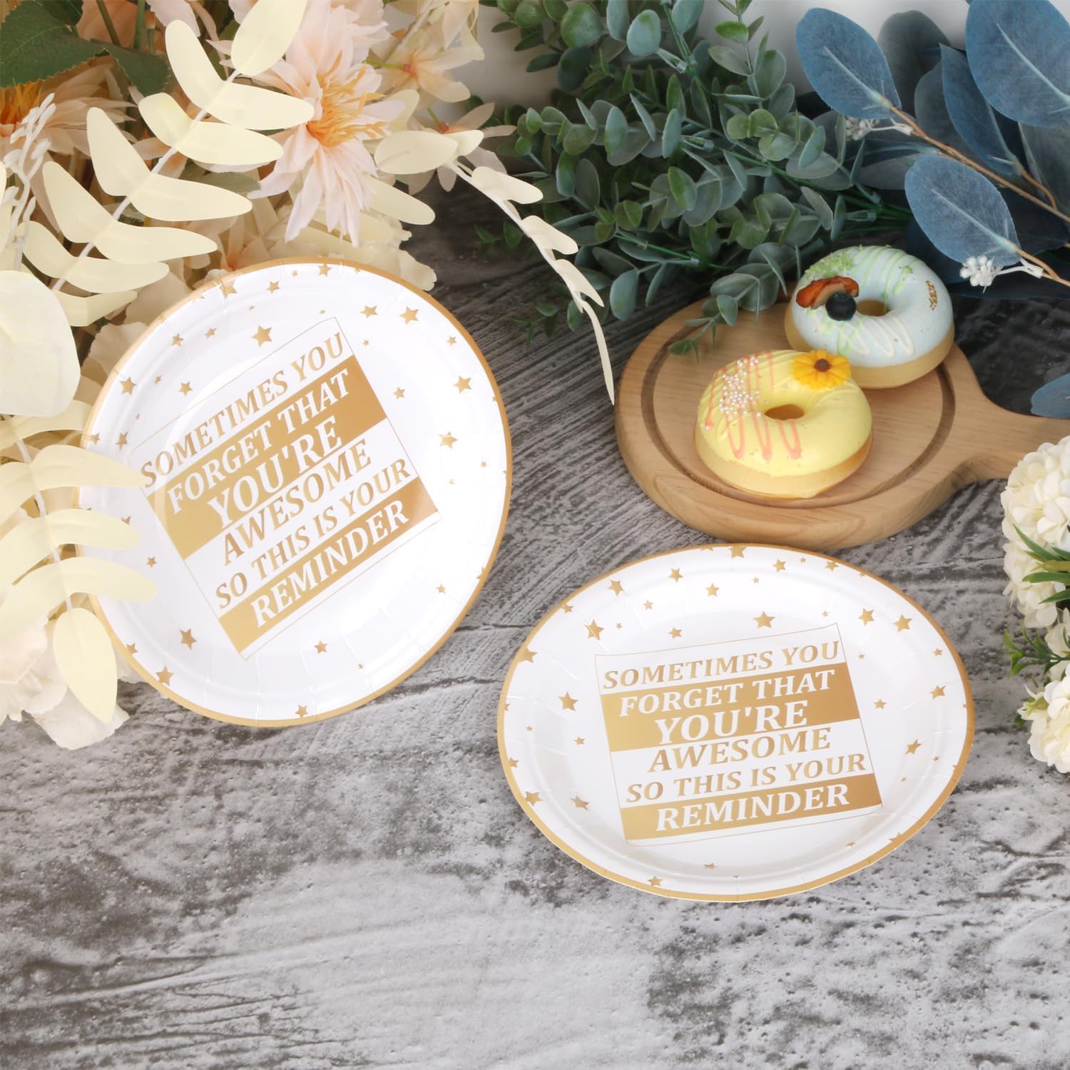 Pandecor 50 Pieces Inspirational Disposable Paper Plates,7 inches Sometimes You Forget You are Awesome Cake Dessert Plates for Women, Men, Coworker, Birthday Party (plates) - Image 3