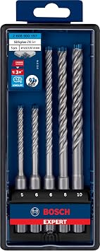 Bosch Professional Accessories 5 pieces Expert SDS plus-7X Crusher Drilling Bits (Soft stone, Hard stone, Concrete, Reinforced concrete, Concrete building block, Ø 5-10 mm, Accessory Crusher Drill)