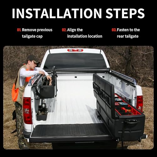 Miniatura 5 de KARPAL Tapa protectora de alerón para puerta trasera con retenedores compatible con Toyota Tundra 2007-2013