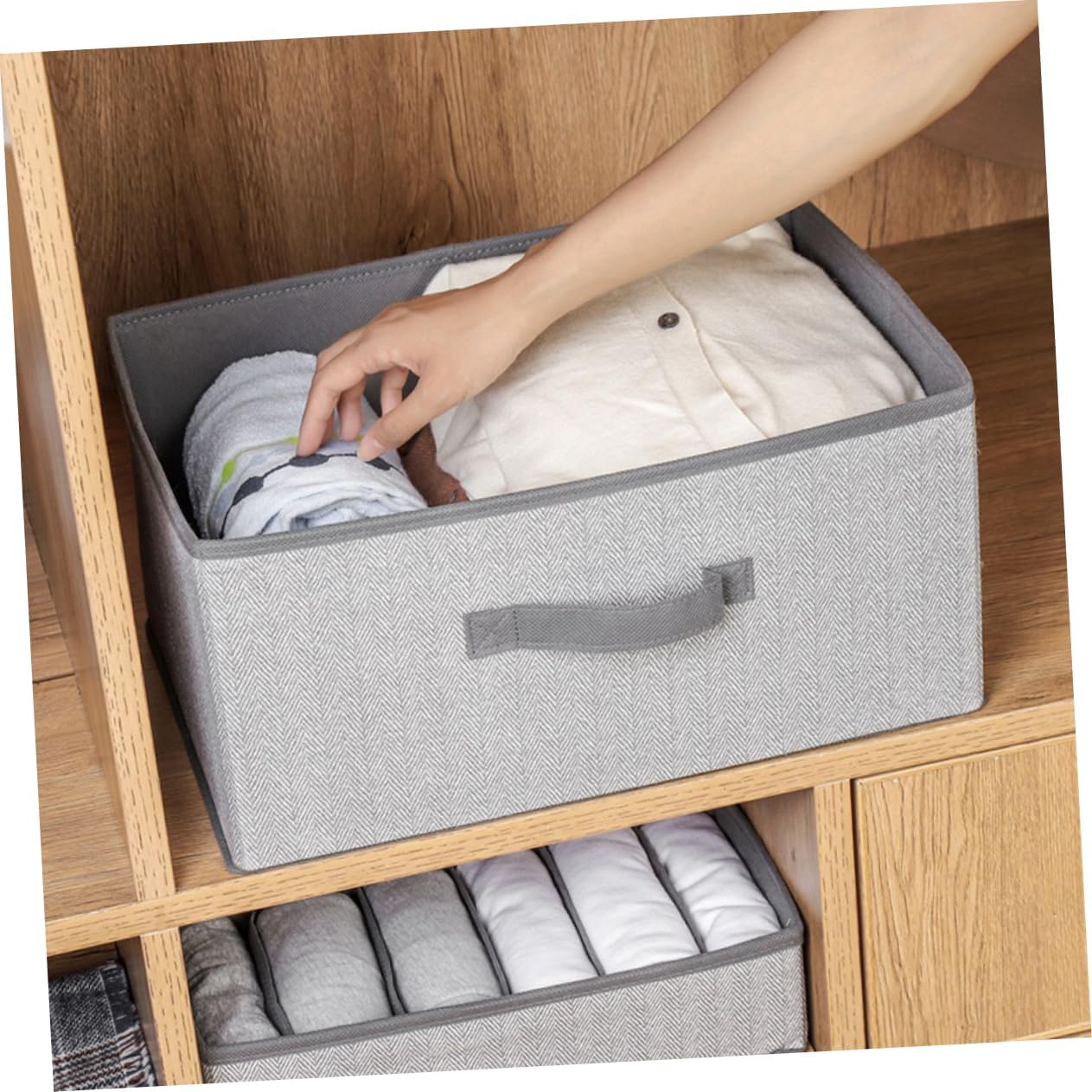 3pcs Clothes Organizer Versatile Storage Bins for Wardrobe Closet and Home Organization Grey