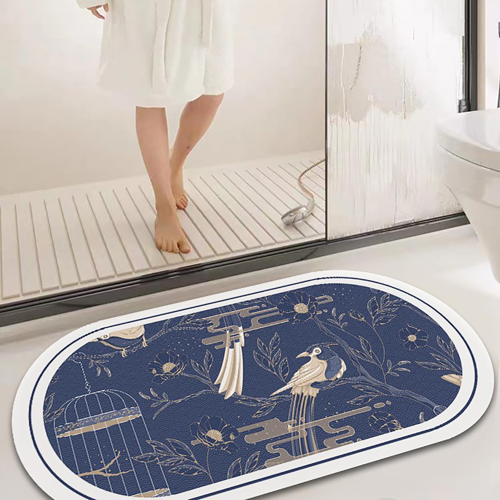 Generico Tappeto Bagno Terra Diatomacea Antiscivolo con Stampa Botanica