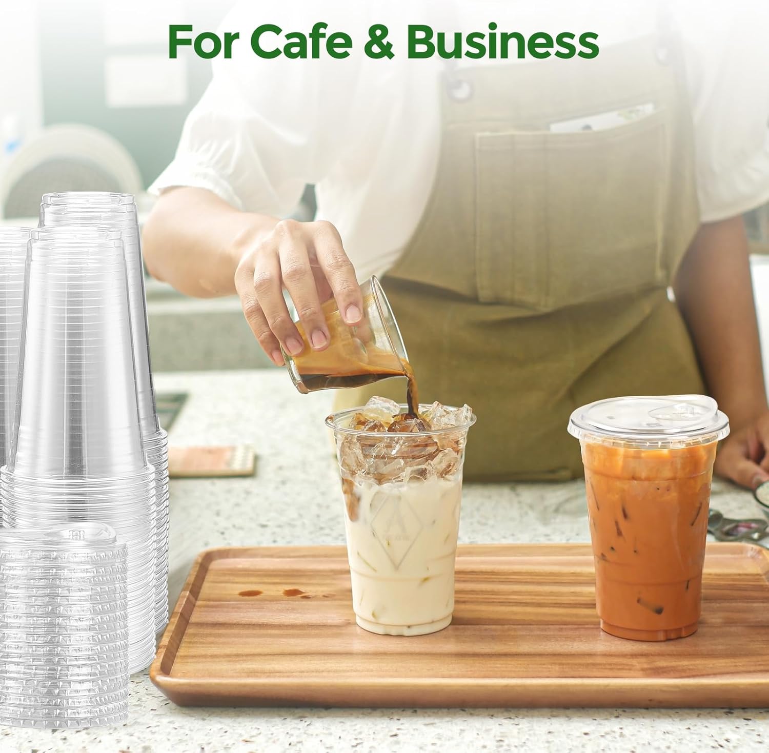 Glotoch Express Clear Plastic Cups with Lids, [100 Sets - 24oz] Disposable Crystal Iced Coffee Cups - Strawless Sip Lids - BPA Free Sturdy To Go Cup for Smoothie Cold Drinks Juice Party Wedding Event - Image 8