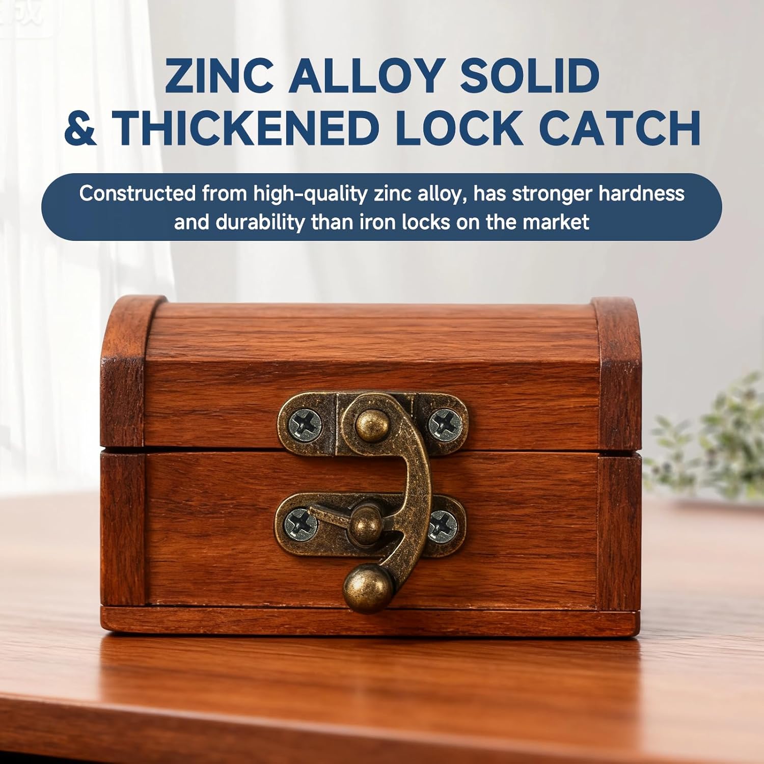 24 Pieces Thickened Solid Hasp Latches Locks Hooks, Antique Vintage Decorative Hasp Latches with Screws for Jewelry Box Wooden Cabinet Door, Cat Door Gate, Zinc Alloy (Bronze-24pieces)