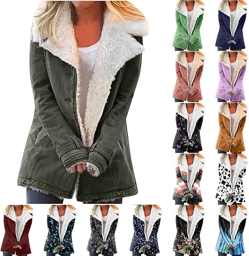 Miniatura 6 de Abrigos de invierno para mujer, abrigo con forro de piel, chaquetas de moda con botones, chaqueta térmica de forro polar mullido, grueso y cálido