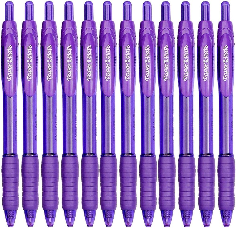 Paper Mate Profile Retractable Ballpoint Pens, Bold Point 1.4mm (12-Pack-Ballpoint, Purple)