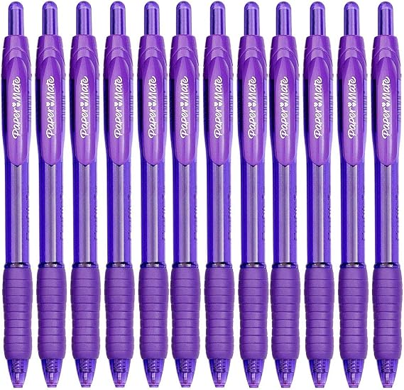 Paper Mate Profile Retractable Ballpoint Pens, Bold Point 1.4mm (12-Pack-Ballpoint, Purple)