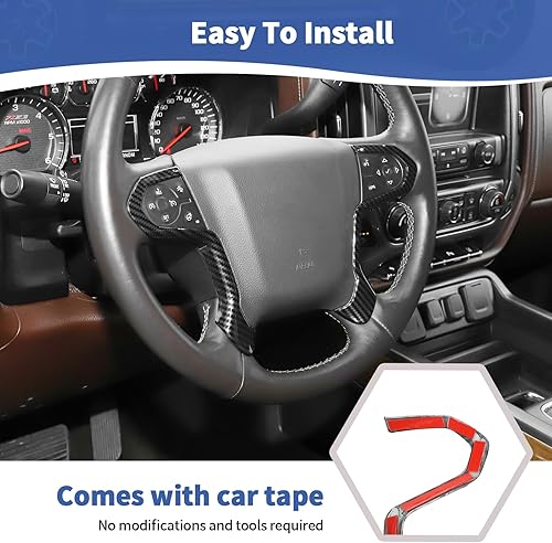 Miniatura 5 de RT-TCZ Para Silverado Panel de volante de fibra de carbono para Chevrolet SilveradoSuburbanTahoe 2014-2018 para GMC SierraYukon 2014-2018 negro