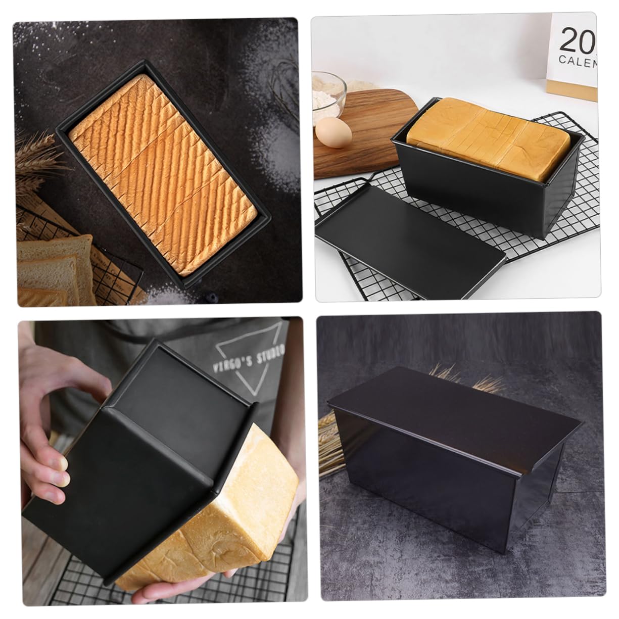 SHOWERORO Metall Brotkasten Mit Deckel Aus Kohlenstoffstahl Antihaftbeschichtete Brotbackform Für 250g 450g Brot Polierte Kanten Wiederverwendbare Kastenform Zum Brot Und Toastbacken Zuhause