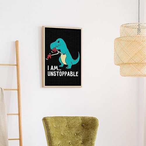 Miniatura 4 de I Am Unstoppable T-rex Diamond - Kit de pintura de diamante cuadrado completo, manualidades artísticas para decoración de pared del hogar