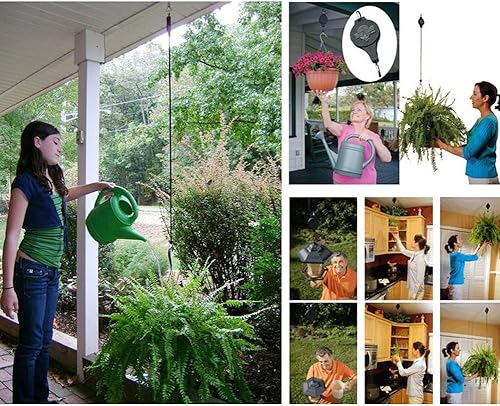 Miniatura 8 de LSHCX Polea ajustable de fácil alcance para plantas colgantes, cestas de flores, fácil riego, casas de pájaros, luz de cultivo de plantas, 1 paquete