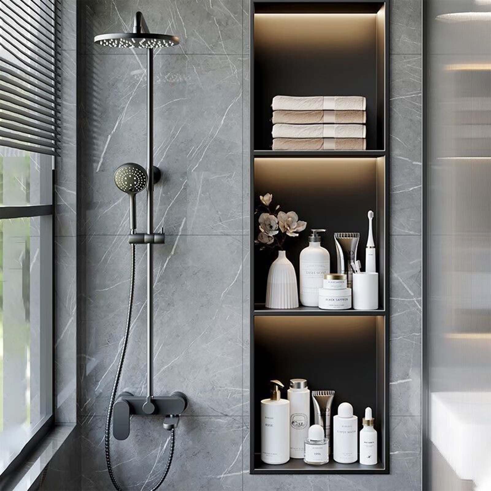 Niche de douche encastrable en acier inoxydable 90 cm étagère murale haut de gamme