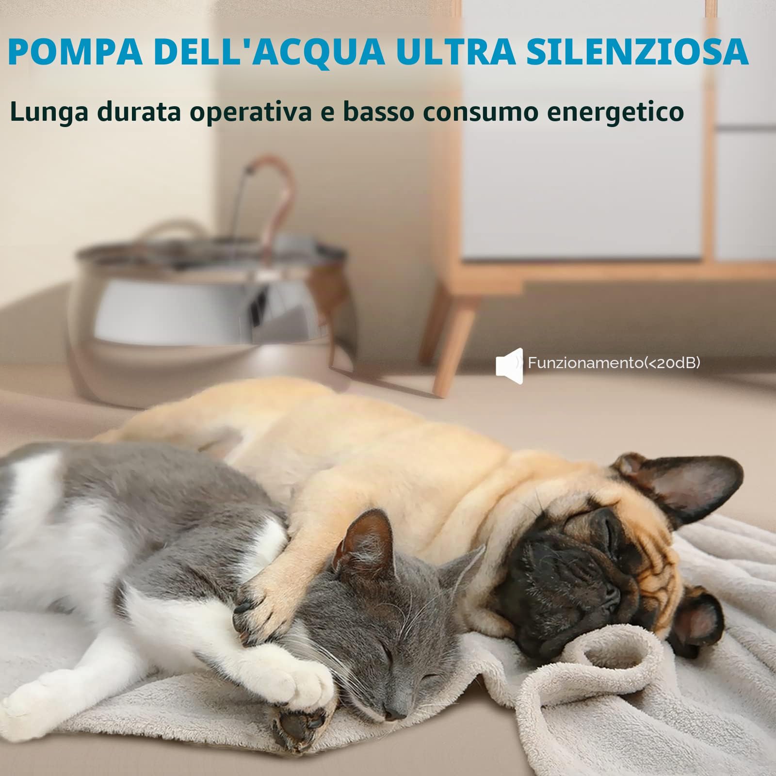TOMXCUTE Fontanella Per Gatti In Acciaio Inossidabile, 4,0L Fontana Per Gatti, Fontanella per Cani, Con 1 Spugna e 3 Filtri a Carbone