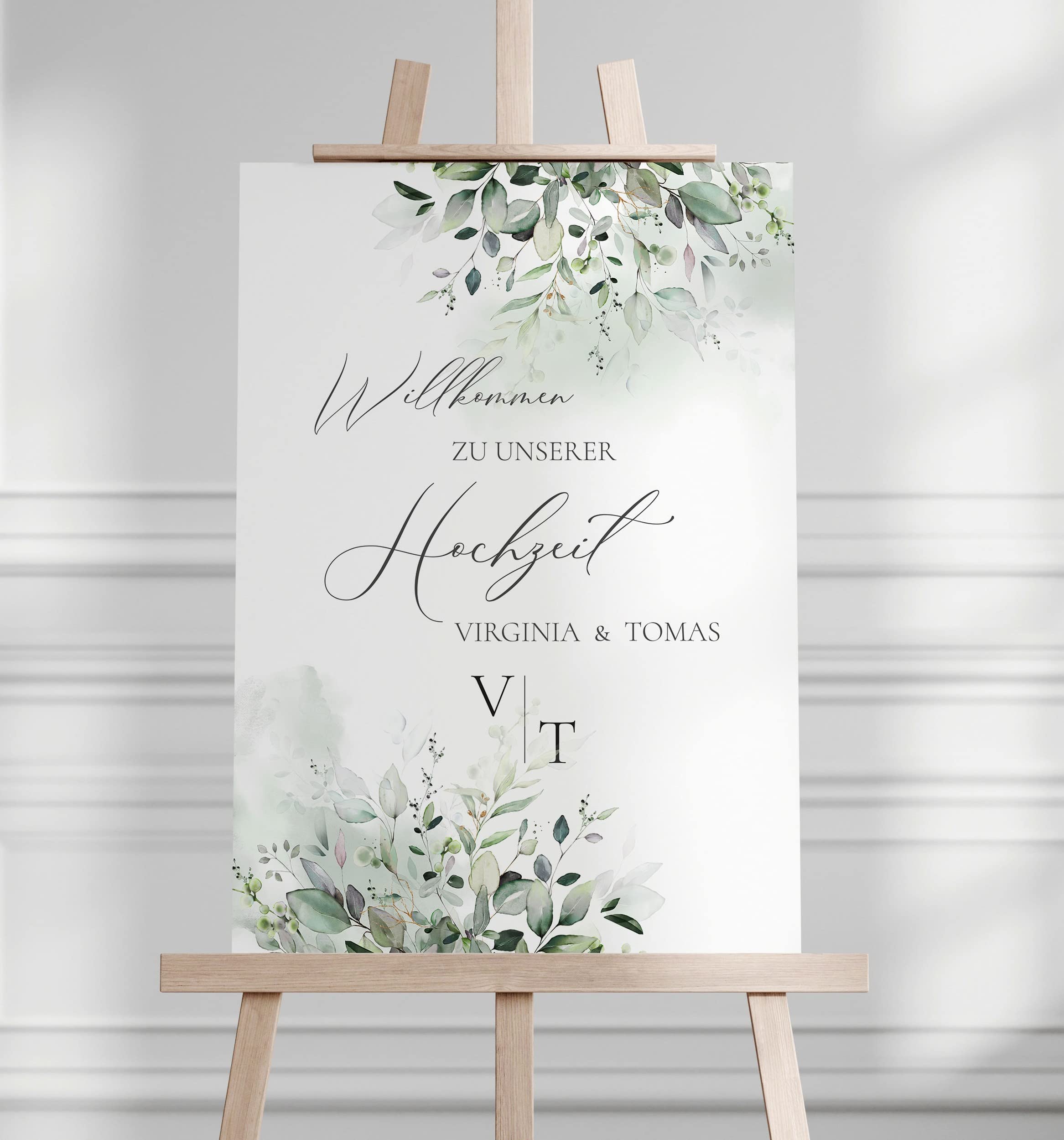 Manschin-Laserdesign Willkommensschild Aluverbund personalisiert - Made in Germany - Welcome Willkommen Schild für Hochzeit (80x55cm)