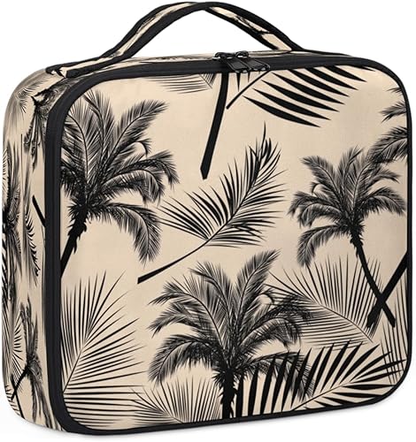 Miniatura 6 de Bolsa de maquillaje de viaje para mujer, grande, cuadrada, portátil, profesional, de tren de coqueta, estuche de cosméticos con asa, hojas de