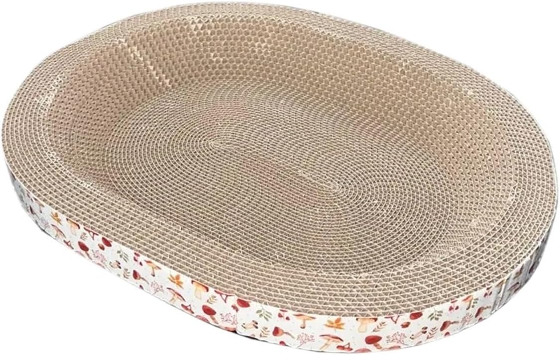 Cat Scratching Board Oval Corrugated Paper Furniture Protector Wear Resistant Nest Toy(White Mushroom)