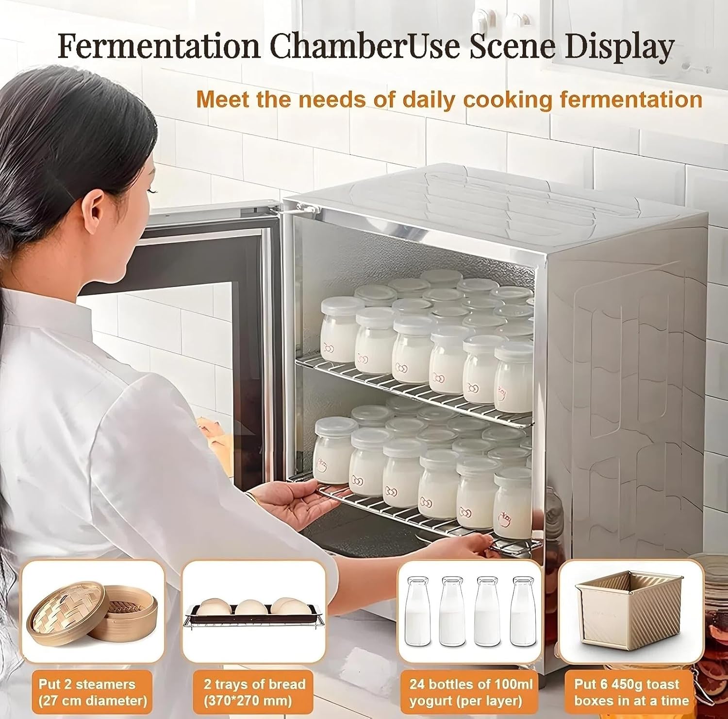 1.41 Cubic Feet Electric Dough Proofer Machine,68-113℉ Stainless Steel Bread Fermentation Cabinet,with Adjustable Temperature,Doublelayer for Yogurt,Natto,Rice Wine