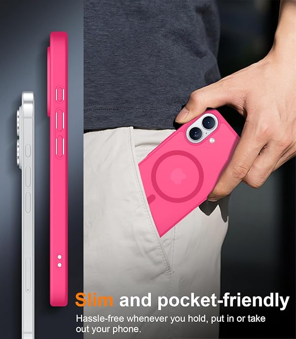 Red2Fire Magnetic for iPhone 17 Case, (Compatible with MagSafe) (Military Grade Drop Protection) Translucent Matte Shockproof Phone Case for iPhone 17 6.3"-Hot Pink by Red2Fire - Used condition - Image 8