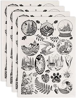 SUPERDANT 4PCS Mountain Scenery Underglaze Paper Transfer Cat Animal Transfer Paper for Clay Ceramic Porcelain Under Glaze Transfers for Pottery Enamel Decals Black Underglaze Decal Papers